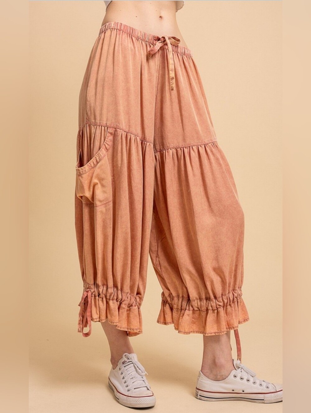 #1629 Blue Velvet Dusty Coral Boho Pants